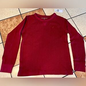 NWT American Eagle Kids SZ 7-8 Boy’s Maroon Long Sleeve Thermal Ribbed Shirt Top